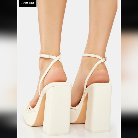 Public Desire White Strappy Platform Heels - Picture 9 of 10